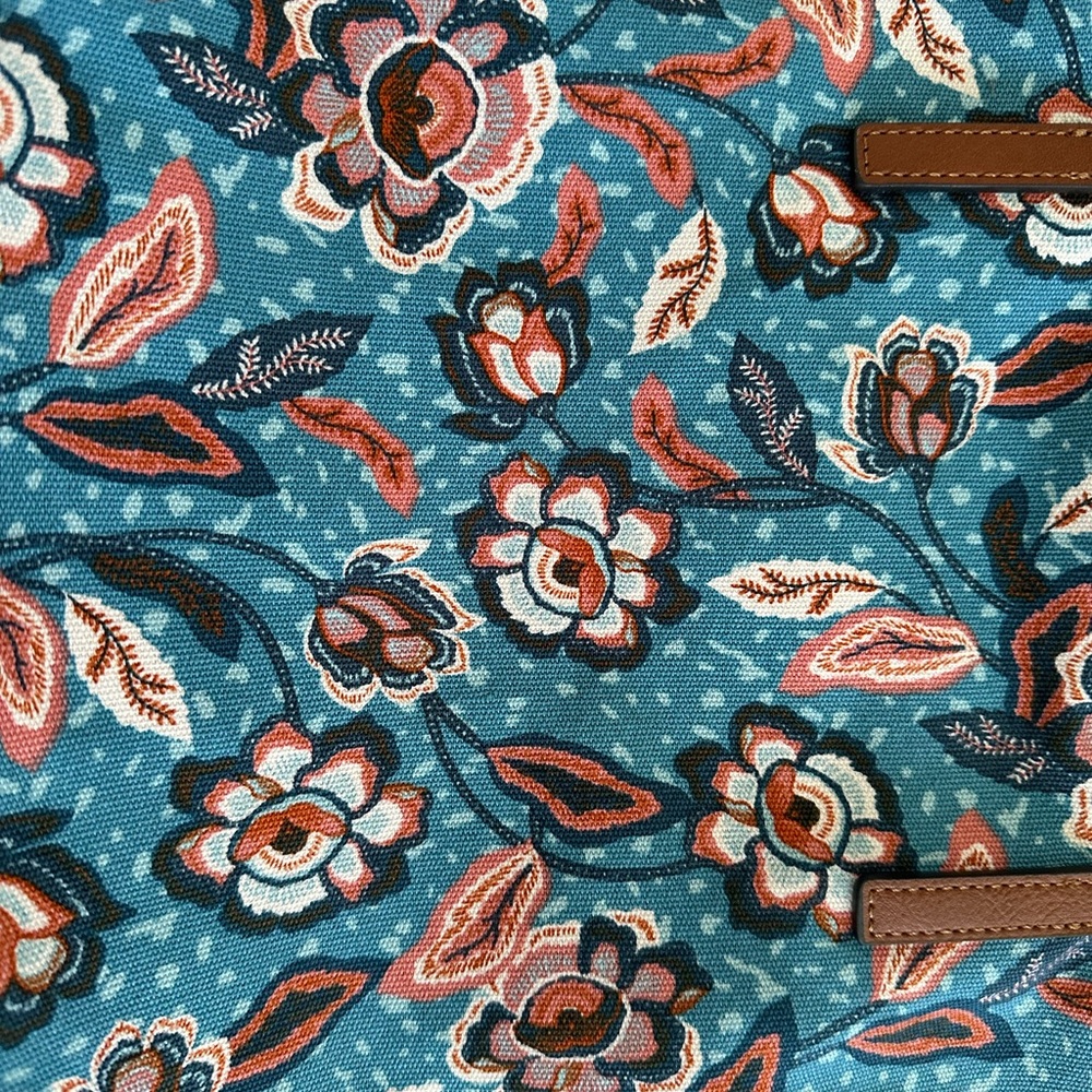 Sonoma Goods For Life Canvas Tote Bag Floral Blue NWT - Picture 4 of 7